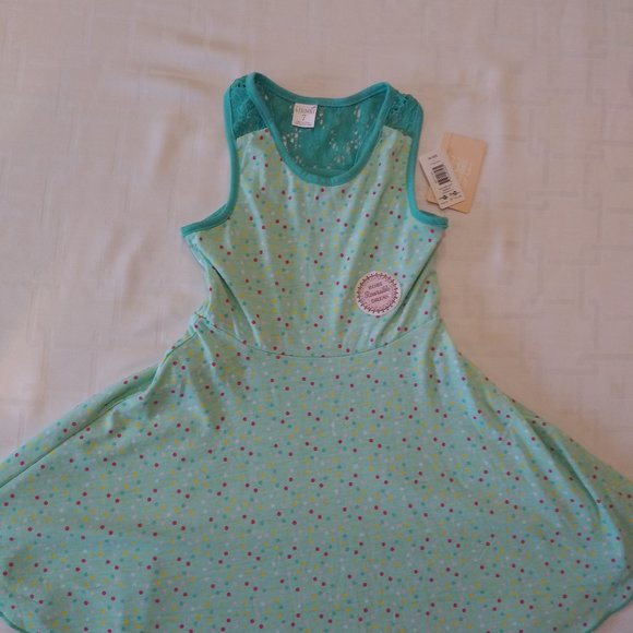 4 Ever Free Green with Polka Dots Reversible Dress - Picture 2 of 10